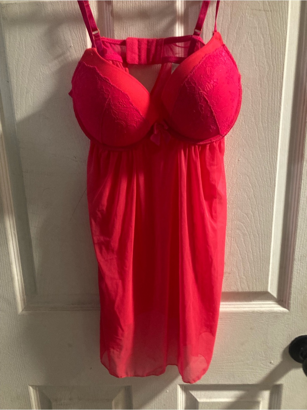 H&M Bright Pink Lace-Trim Babydoll Chemise